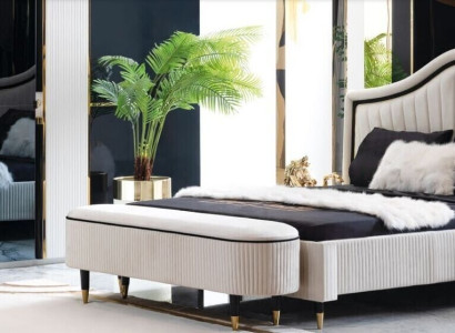 Textil Bett Schlafzimmer Möbel Design Gruppe 5tlg. Set 2x Nachttische Betten Neu